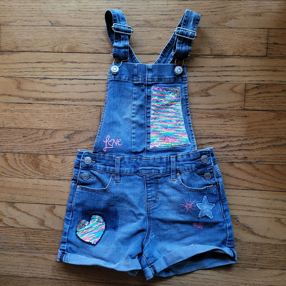 Jordache Kids Denim Overalls with Colorful Embroidery